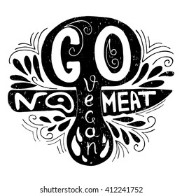 Typographic print. Go Vegan