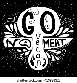 Typographic print. Go Vegan