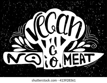 Typographic print. Go Vegan