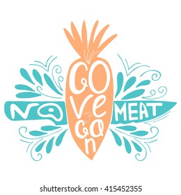 Typographic print. Go Vegan