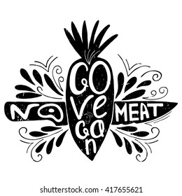 Typographic print. Go Vegan