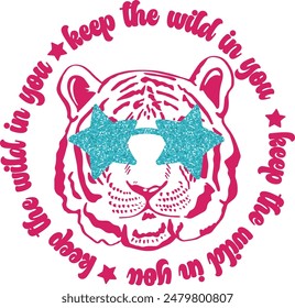 typographic print with tiger and  and slogan.  for t shirt printing, tee graphic design.
