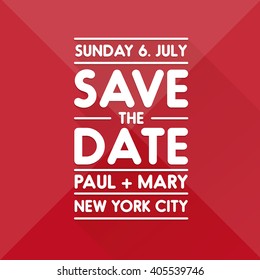 Typographic red wedding announcement - Save the date
