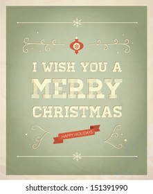 Typographic Retro Christmas Design. Vector illustration