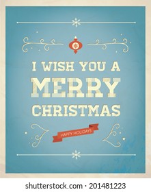 Typographic Retro Christmas Design. Vector illustration