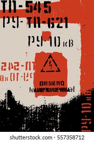Typographic retro grunge abstract background with signs. Vector illustration.