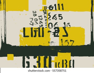 Typographic retro grunge abstract background with signs. Vector illustration.