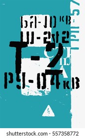 Typographic retro grunge abstract background with signs. Vector illustration.