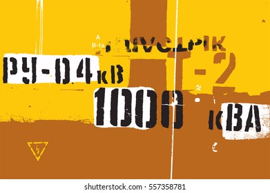 Typographic retro grunge abstract background with signs. Vector illustration.