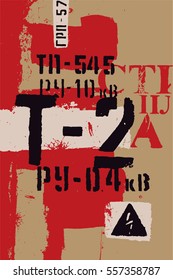 Typographic retro grunge abstract background with signs. Vector illustration.