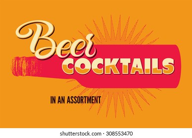 Typographic retro grunge beer cocktails poster. Vector illustration.