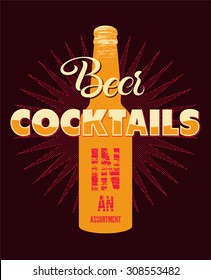 Typographic retro grunge beer cocktails poster. Vector illustration.