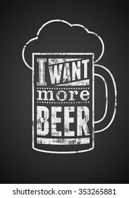 Typographic retro grunge phrase beer poster on blackboard. Vector illustration.