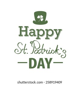 Typographic Saint Patrick Day Card with clover leaf. Vector background