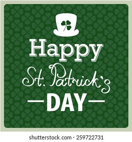 Typographic Saint Patrick Day Card with clover leaf. Vector background