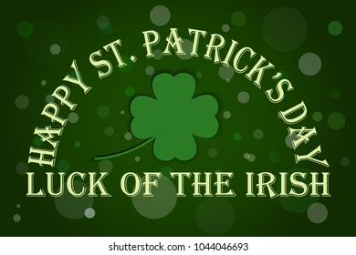 Typographic Saint Patrick's Day Beer Background. Vector design greetings card or poster.