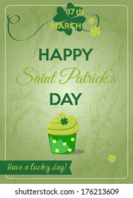 typographic saint patrick's day design card on green background