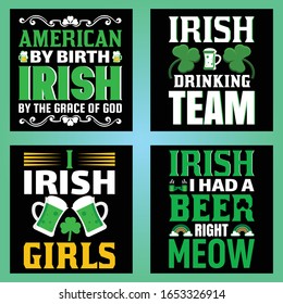Typographic Saint Patrick's Day Retro Badges. Vintage Vector design elements, labels, t-shirts, posters, greetings cards and objects.