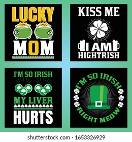 Typographic Saint Patrick's Day Retro Badges. Vintage Vector design elements, labels, t-shirts, posters, greetings cards and objects.