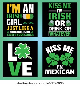 Typographic Saint Patrick's Day Retro Badges. Vintage Vector design elements, labels, t-shirts, posters, greetings cards and objects.