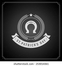 Typographic Saint Patrick's Day Retro Background. Vintage Vector design greetings card or poster. Chalkboard backdrop.