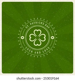 Typographic Saint Patrick's Day Retro Background. Vintage Vector design greetings card or poster. 