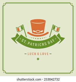 Typographic Saint Patrick's Day Retro Background. Vintage Vector design greetings card or poster. 