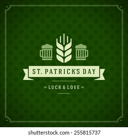 Typographic Saint Patrick's Day Retro Background. Vintage Vector design greetings card or poster. 