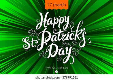 Typographic Saint Patrick's Day Retro Background. Vintage Vector design greetings card or poster. art