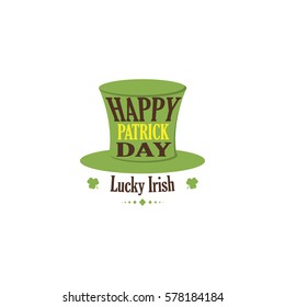 Typographic Saint Patrick's Day Retro Badge. Vintage Vector design element, label, t-shirt, poster, greeting card and object. Irish traditional st patricks day holiday logo.