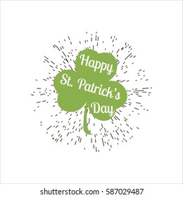 Typographic Saint Patrick's Day Retro Badge. Vintage Vector design element, label, t-shirt, poster, greeting card and object. Irish traditional st patricks day holiday clover logo.