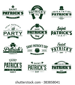 Typographic Saint Patrick's Day Themed Label Design Set