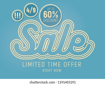 Typographic sale banner. Vectro graphic design elements.