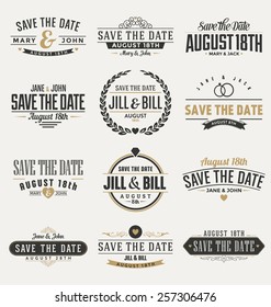 Typographic Save The Date Themed Label Design Set