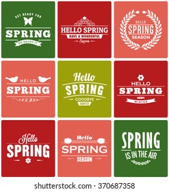 Typographic Spring Design Set - Trendy Vintage Style Collection