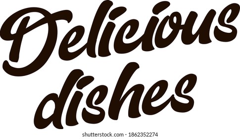 Typographic Style "Delicious Dishes" Lettering Illustration