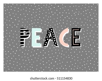 Typographic style design for a Christmas greeting card with decorative letters on dark gray background. Modern winter season poster, brochure, wall art design.