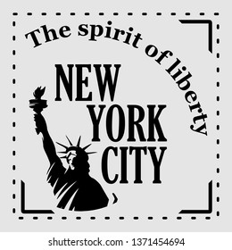 typographic style with the statue of Liberty