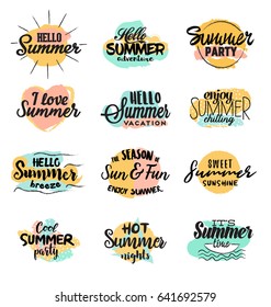 Typographic Summer Design Set - Collection of calligraphic summer template graphics