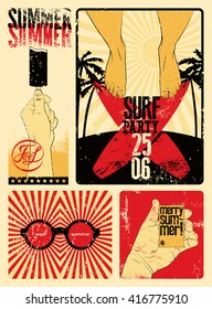 Typographic Summer Party grunge retro poster design. Vector illustration.