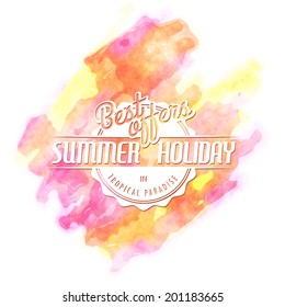 typographic summertime holiday tour mark part border classic sticker on a watercolor splash way holiday summertime earth star travel abstraction vacation background scene splatter sunrise warm ocean s