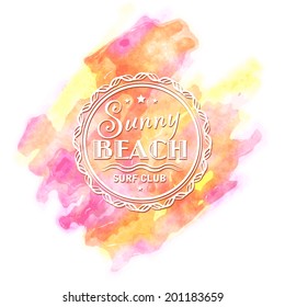 typographic summertime vacation travel label elements layout classic labels on a watercolor splatter way holiday summertime nature star travel conceptual scene tourism earth splatter sunrise subtropic