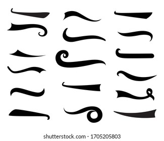 Typographic swash and swooshes tails. Retro swishes and swashes for athletic typography, logos, baseball font Vector illustration
