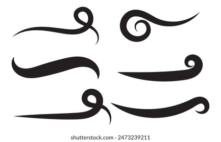 Typographic swash and swooshes tails. Retro swishes and swashes for athletic typography, logos, baseball font. Underlined text tails. Vector