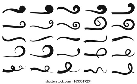 Typographic swash and swooshes tails. Underlined text tails. Retro swishes and swashes for typography, logos, font – stock vector