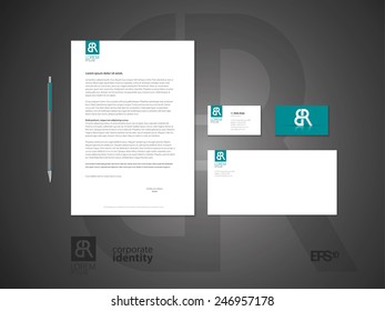 Typografisches Symbol. Elegante Corporate Identity-Vorlage im minimalen Stil mit Logo. Briefumschlag und Visitenkartendesign. Vektorgrafik.