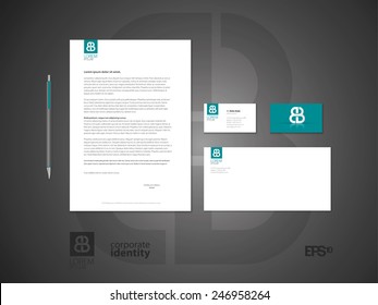 Símbolo tipográfico. Elegante plantilla de identidad corporativa de estilo mínimo con logotipo. Sobre carta y diseño de tarjeta de visita. Ilustración vectorial.