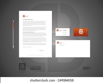 Typographic symbol. Elegant minimal style corporate identity template with logo. Letter envelope and business card design. Vector illustration.