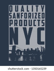 Typographic t shirt graphic illustration of denim and new york  theme