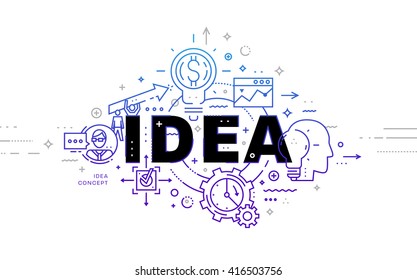 Typographic Technology Design. Modern Lettering. Set of application development, web site coding, information and mobile technologies vector icons and elements.